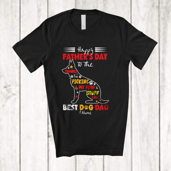 MacnyStore - Personalized Custom Name Happy Father's Day To The Best Dog Dad; Lovely Dog Shape Owner T-Shirt
