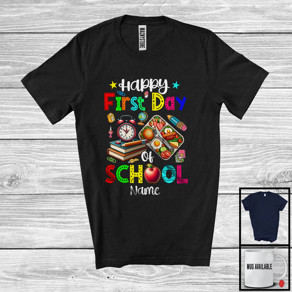 MacnyStore - Personalized Custom Name Happy First Day Of School, Joyful Summer Vacation Lunch Lady Group T-Shirt