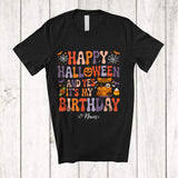 MacnyStore - Personalized Custom Name Happy Halloween It's My Birthday; Scary Pumpkin Family Group T-Shirt