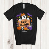MacnyStore - Personalized Custom Name Happy Halloween; Adorable Boo Ghost; Boys Couple Family T-Shirt