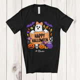 MacnyStore - Personalized Custom Name Happy Halloween; Adorable Boo Ghost; Girls Couple Family T-Shirt