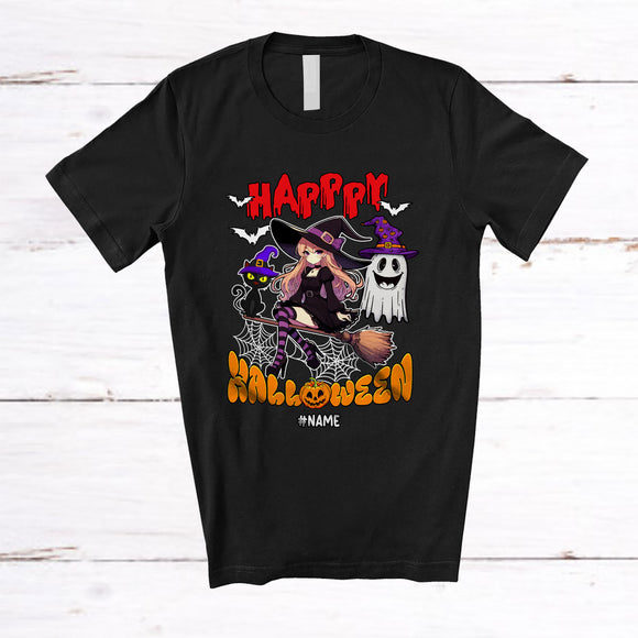 MacnyStore - Personalized Custom Name Happy Halloween; Adorable Witch Ghost Boo Candy; Family T-Shirt