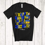 MacnyStore - Personalized Custom Name Happy Hanukkah It's My Birthday; Lovely Menorah Family Group T-Shirt