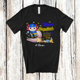 MacnyStore - Personalized Custom Name Happy Hanukkah; Amusing Chanukah Axolotl With Menorah Animal T-Shirt