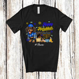 MacnyStore - Personalized Custom Name Happy Hanukkah; Amusing Chanukah Dachshund With Menorah Animal T-Shirt