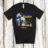 MacnyStore - Personalized Custom Name Happy Hanukkah; Amusing Chanukah Horse With Menorah Animal T-Shirt