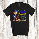 MacnyStore - Personalized Custom Name Happy Hanukkah; Amusing Chanukah Monkey With Menorah Animal T-Shirt