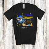MacnyStore - Personalized Custom Name Happy Hanukkah; Amusing Chanukah Shark With Menorah Animal T-Shirt