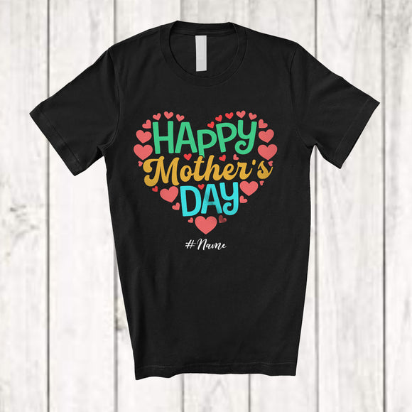 MacnyStore - Personalized Custom Name Happy Mother's Day; Adorable Hearts Shape; Vintage Family T-Shirt