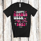 MacnyStore - Personalized Custom Name Happy Nurses Week 2025; Lovely Nurse Appreciation Week Groovy T-Shirt