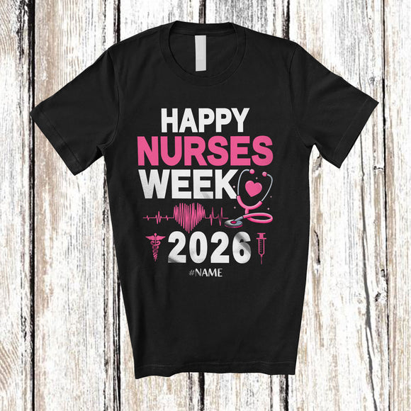 MacnyStore - Personalized Custom Name Happy Nurses Week 2026; Lovely Nurse Appreciation Week Heart T-Shirt