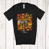 MacnyStore - Personalized Custom Name Happy Thanksgiving It's My Birthday; Lovely Fall Turkey Family T-Shirt