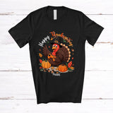 MacnyStore - Personalized Custom Name Happy Thanksgiving; Humorous Turkey Pilgrim Gaming Gamer T-Shirt