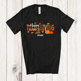 MacnyStore - Personalized Custom Name Happy Thanksgiving; Joyful Thanksgiving Fall Leaves Pumpkin T-Shirt