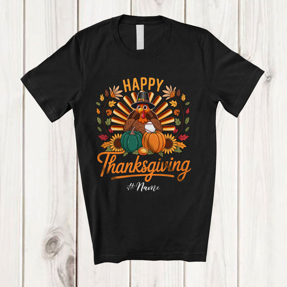 MacnyStore - Personalized Custom Name Happy Thanksgiving; Lovely Custom Name Baseball Player Fall; Family T-Shirt