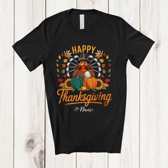 MacnyStore - Personalized Custom Name Happy Thanksgiving; Lovely Custom Name Golf Player Fall; Family T-Shirt