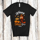 MacnyStore - Personalized Custom Name Happy Turkey Day; Humorous Thanksgiving Turkey Face Pumpkin Pie T-Shirt