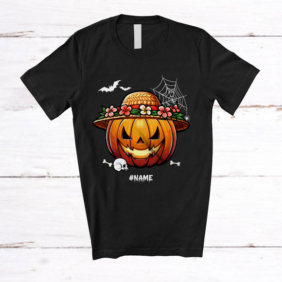 MacnyStore - Personalized Custom Name Hawaii Carved Pumpkin; Scary Halloween Hawaiian Family Group T-Shirt