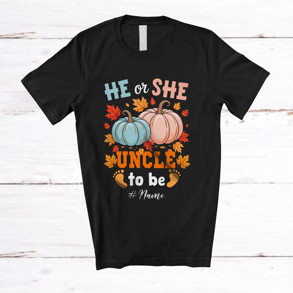 MacnyStore - Personalized Custom Name He Or She Uncle; Lovely Gender Reveal Thanksgiving Pumpkin; Family T-Shirt