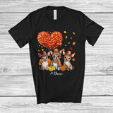 MacnyStore - Personalized Custom Name Heart Fall Tree Three Chihuahua Owner; Amazing Thanksgiving Family T-Shirt
