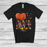 MacnyStore - Personalized Custom Name Heart Fall Tree Three Dachshund Owner; Amazing Thanksgiving Family T-Shirt
