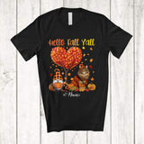 MacnyStore - Personalized Custom Name Hello Fall; Lovely Thanksgiving Fall Tree Heart Maine Coon Gnome T-Shirt