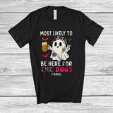 MacnyStore - Personalized Custom Name Here For The Boos; Lovely Halloween Ghost Drinking Beer; Flowers T-Shirt
