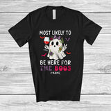 MacnyStore - Personalized Custom Name Here For The Boos; Lovely Halloween Ghost Drinking Wine; Flowers T-Shirt