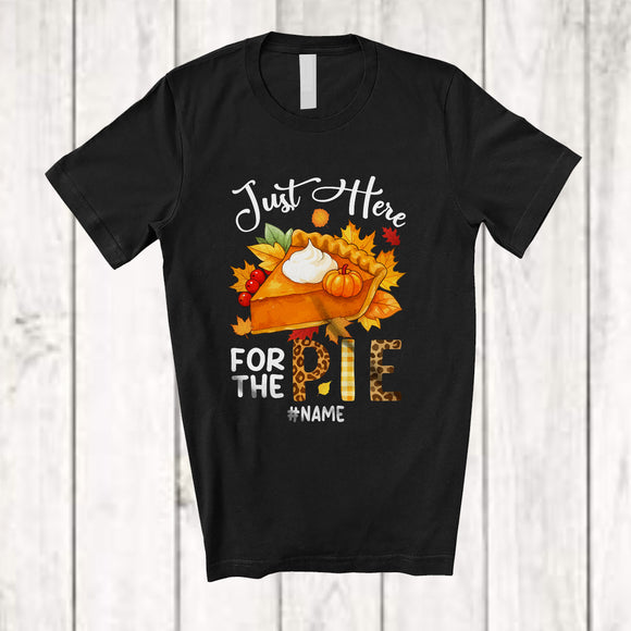 MacnyStore - Personalized Custom Name Here For The Pie; Lovely Thanksgiving Pumpkin Pie Leopard Plaid T-Shirt