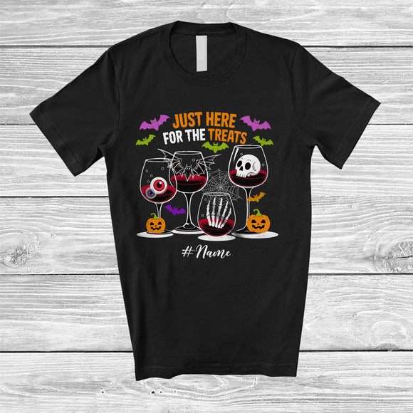 MacnyStore - Personalized Custom Name Here For The Treats; Horror Halloween Wine Skull Zombie; Drinking T-Shirt