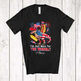 MacnyStore - Personalized Custom Name Here For The Wieners; Joyful 4th Of July Hotdog Riding T-Rex; Patriotic T-Shirt