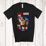 MacnyStore - Personalized Custom Name Here For The Wieners; Joyful 4th of July Hotdog US Flag; Patriotic T-Shirt
