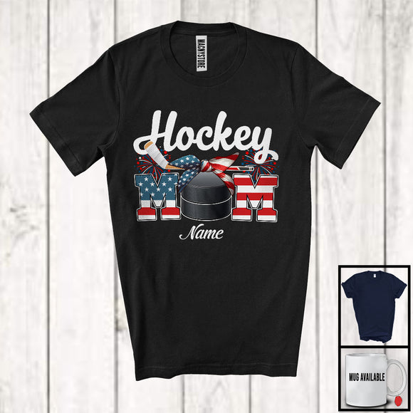 MacnyStore - Personalized Custom Name Hockey Mom, Proud 4th Of July USA Flag Headband, Patriotic Family T-Shirt