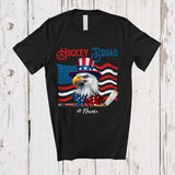 MacnyStore - Personalized Custom Name Hockey Squad; Joyful 4th Of July Eagle Hockey Player; Patriotic T-Shirt