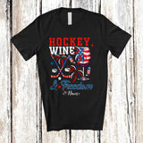 MacnyStore - Personalized Custom Name Hockey Wine Freedom; Joyful 4th of July Drinking Player; Patriotic T-Shirt
