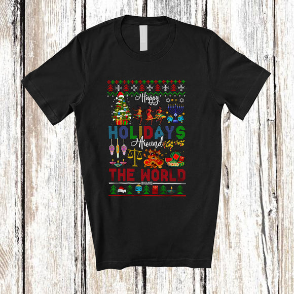 MacnyStore - Personalized Custom Name Holidays Around the World; Joyful Christmas Hanukkah Vietnamese New Year Sweater T-Shirt