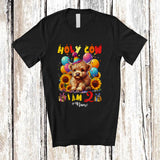 MacnyStore - Personalized Custom Name Holy Cow I'm 2 Year Old; Lovely 2nd Birthday Highland Cow Sunflowers T-Shirt