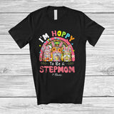 MacnyStore - Personalized Custom Name Hoppy To Be A Stepmom; Happy Easter Three Gnomes Rainbow; Family T-Shirt