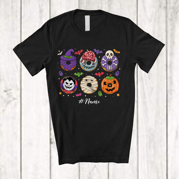 MacnyStore - Personalized Custom Name Horror Donut Zombie Witch Cosplay; Happy Halloween Summer Food T-Shirt