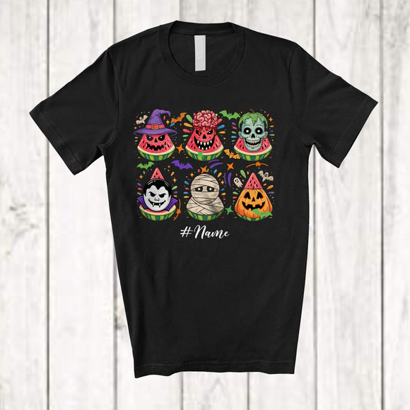 MacnyStore - Personalized Custom Name Horror Watermelon Zombie Witch Cosplay; Happy Halloween Summer Fruit T-Shirt