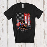 MacnyStore - Personalized Custom Name Hotdog Dachshund Dad Sausage; Happy 4th of July US Flag Patriotic T-Shirt