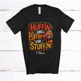 MacnyStore - Personalized Custom Name Huffin And Puffin For Stuffin; Joyful Thanksgiving Running Turkeys T-Shirt