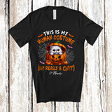 MacnyStore - Personalized Custom Name Human Costume I'm Really A Cat; Creepy Halloween Pumpkin T-Shirt