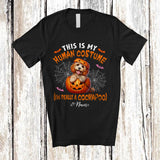 MacnyStore - Personalized Custom Name Human Costume I'm Really A Cockapoo; Creepy Halloween Pumpkin T-Shirt