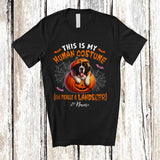MacnyStore - Personalized Custom Name Human Costume I'm Really A Landseers; Creepy Halloween Pumpkin T-Shirt