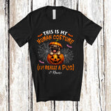 MacnyStore - Personalized Custom Name Human Costume I'm Really A Pug; Creepy Halloween Pumpkin T-Shirt