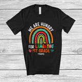 MacnyStore - Personalized Custom Name Hungry For Learning 1st Grade; Amusing Back To School Rainbow T-Shirt