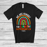 MacnyStore - Personalized Custom Name Hungry For Learning Kindergarten; Amusing Back To School Rainbow T-Shirt