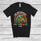 MacnyStore - Personalized Custom Name Hungry For Learning; Amusing Back To School T-Rex Rainbow T-Shirt