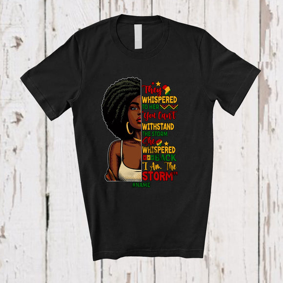 MacnyStore - Personalized Custom Name I Am The Storm; Amusing Juneteenth Black Afro Woman Shape; African T-Shirt